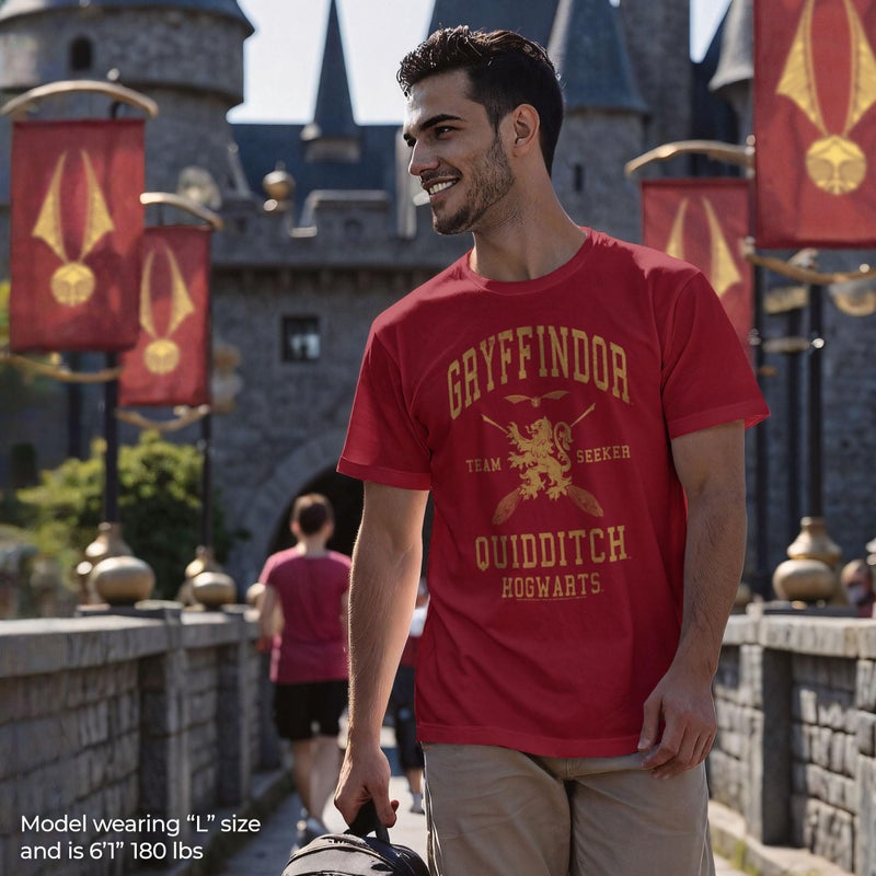 Harry Potter Warner Bros Gryffindor Quidditch Seeker Premium Soft Hand Solid Tee Cardinal - Image 3
